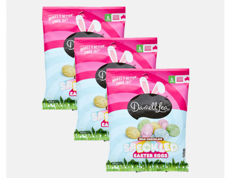 3 x Darrell Lea Milk Chocolate Speckled Easter Eggs 120g