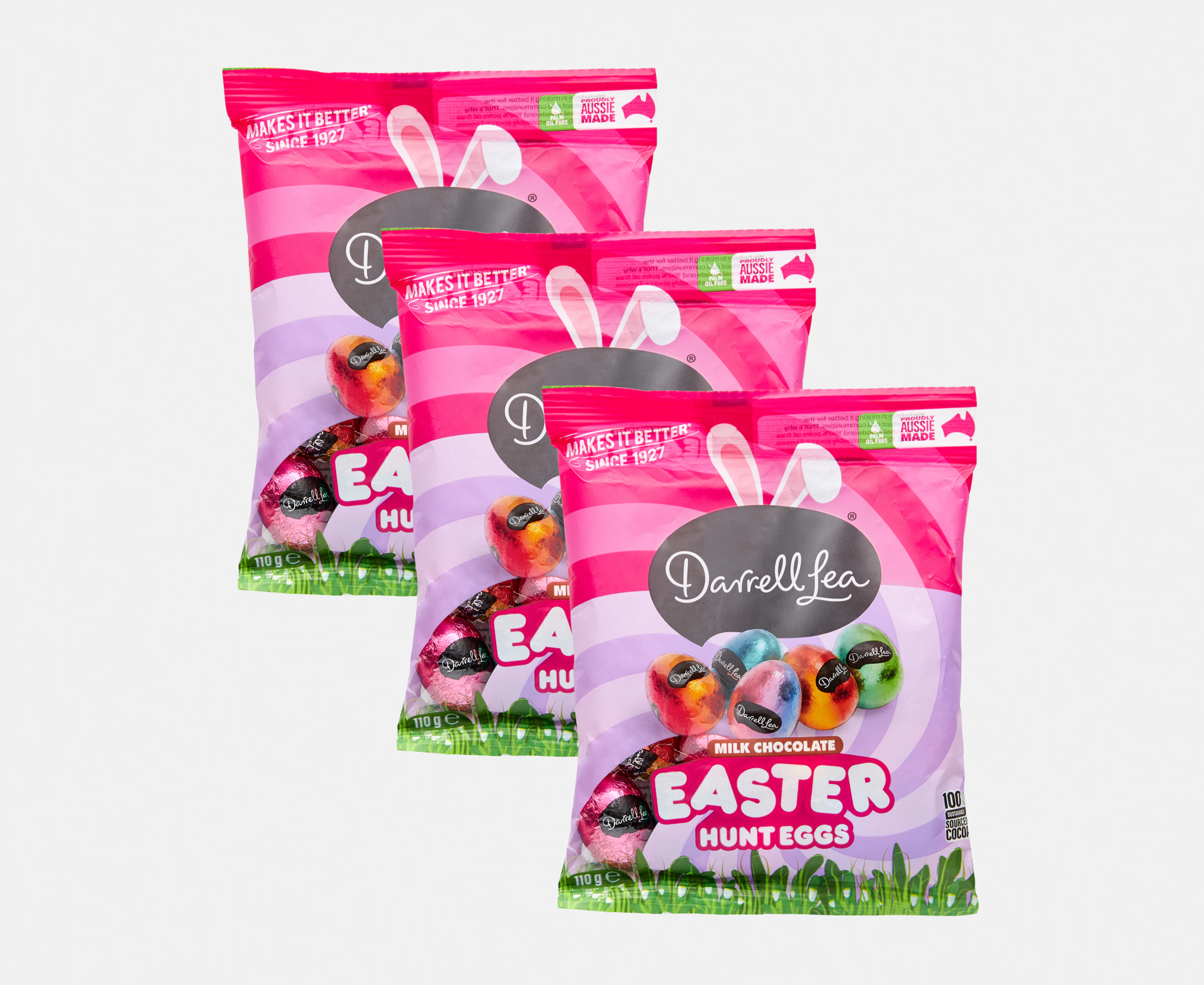 3 x Darrell Lea Milk Chocolate Easter Hunt Eggs 110g