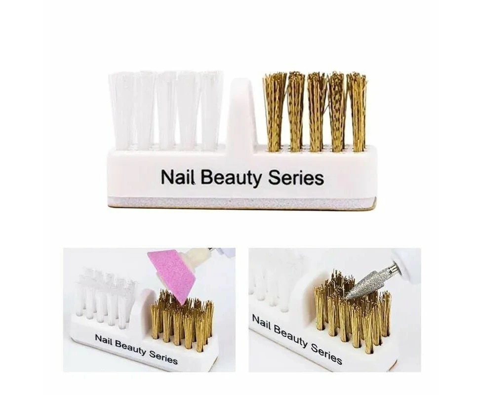 Copper Wires Nail Drill Bit Clean Cleaning Brush Manicure Tools Accessories