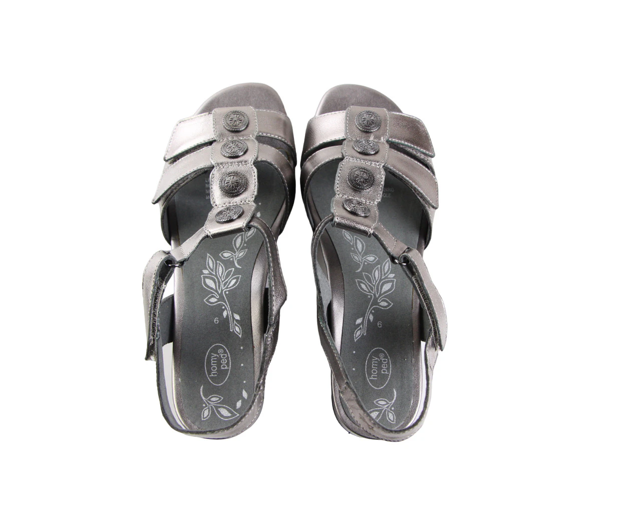 Womens Homyped Celia Platinum Sandals Slip On Low Heel Shoes