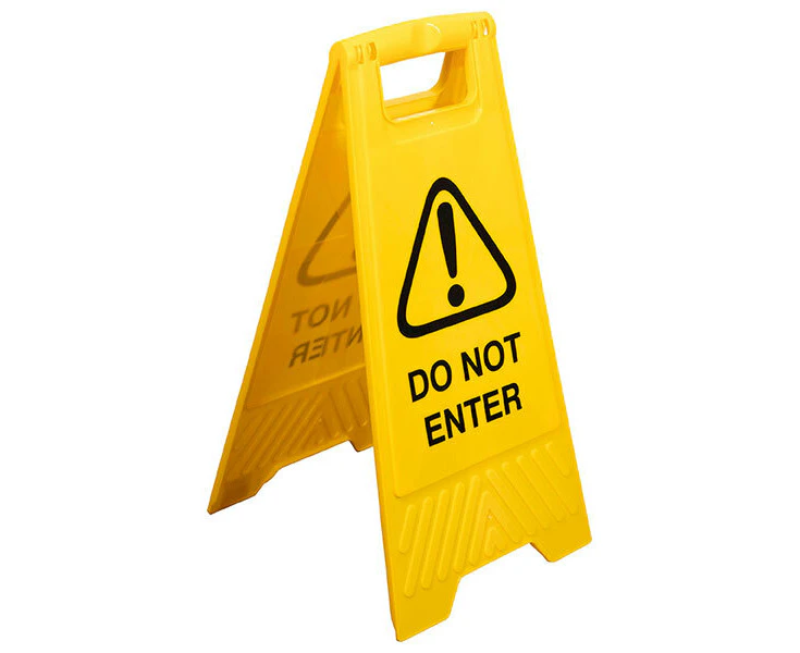 Cleanlink 62cm Two-Sided Safety Floor Sign Do Not Enter Signage Caution Yellow