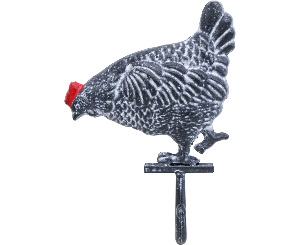 LVD Iron Hook Chicken Peck Figurine Sculpture Home/Garden Decor 13.5x19.5cm