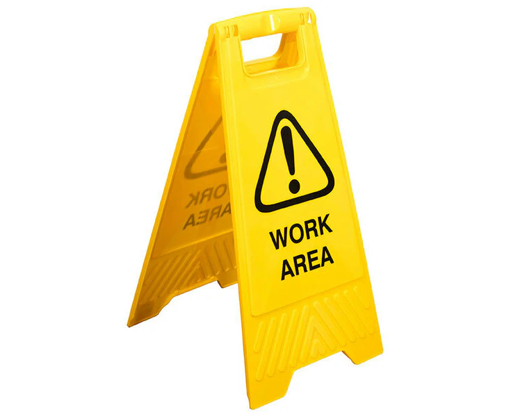 Cleanlink 62cm Two-Sided Safety Floor Sign Work Area Signage Caution Yellow