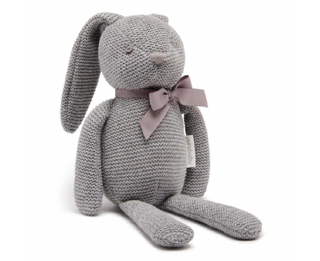 Purebaby Knitted Grey Bunny Toy