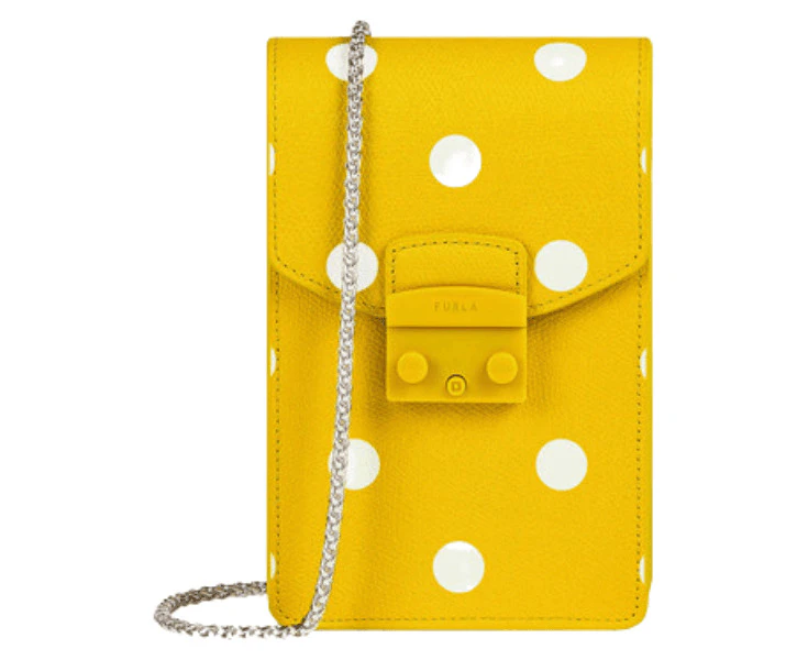 Furla Metropolis Mini Vertical Crossbody Bag - Polline Yellow Polkadot