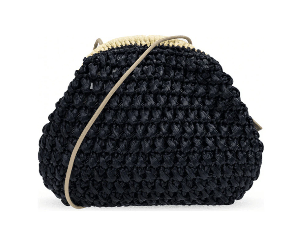 Furla Essential Woven Clutch Crossbody Bag - Black & Cream