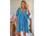 JAASE Letty Print Zarina Mini Dress - Blue