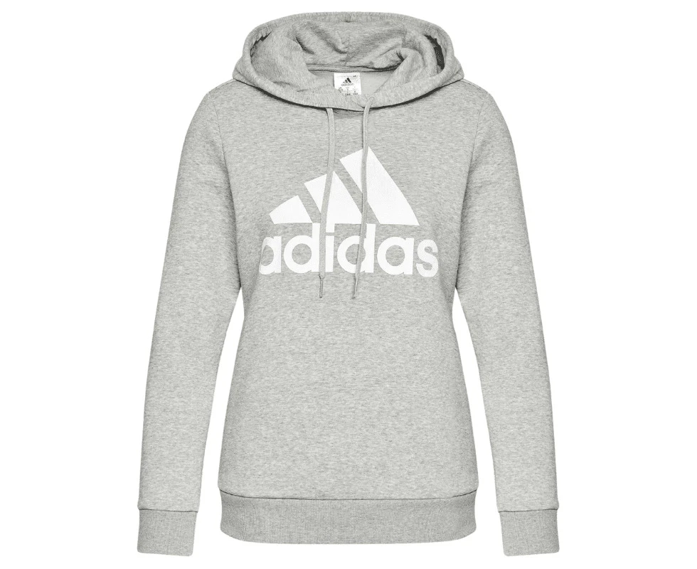 Adidas Womens Essentials Logo Fleece Hoodie in Grey