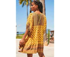 JAASE Sun Beam Print Alice Mini Dress - Mustard Yellow