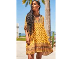 JAASE Sun Beam Print Alice Mini Dress - Mustard Yellow