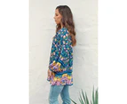 JAASE Posy Print Kellie Long Sleeve Blouse - Blue