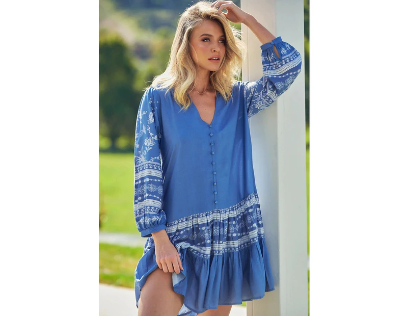 JAASE PLUS Eshana Blue Print Payson Mini Dress