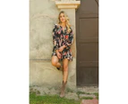 JAASE PLUS Winter Rose Black Print Isabella Tunic Mini Dress