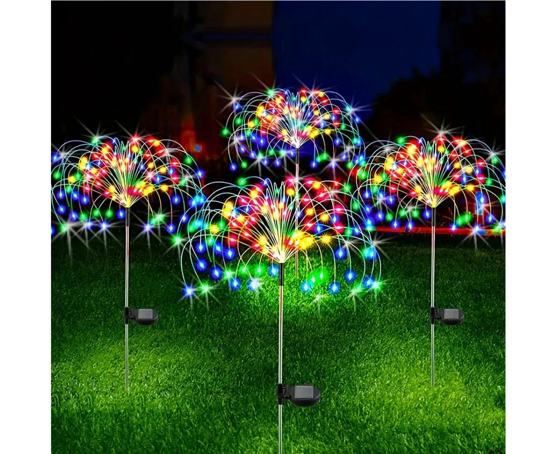 8 Mode Solar Grass Globe Fireworks Lamp For Outdoor Garden