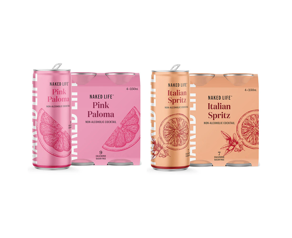 8PK Naked Life 250ml Italian \ Pink Paloma Non-Alcoholic Cocktail Drinks Combo