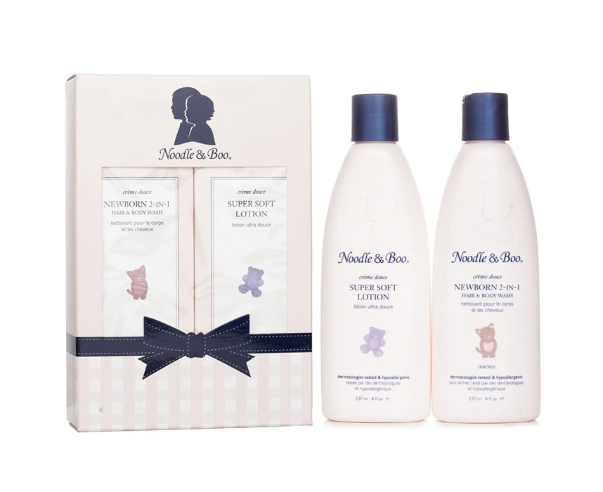 Noodle & Boo Newborn Gift Set: Newborn 2in1 Hair & Body Wash 237ml/8oz + Super Soft Lotion  For Face & Body 237ml/8oz 2pc