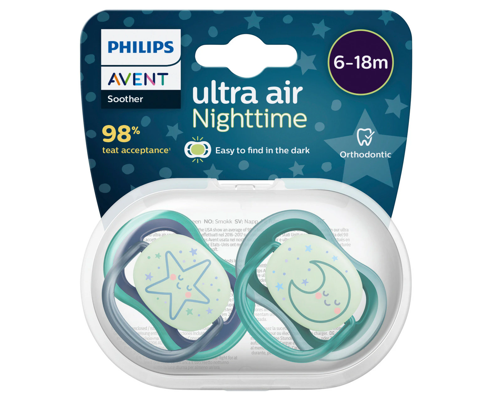 Avent Ultra Air Night Soother 6-18 Months 2 Pack