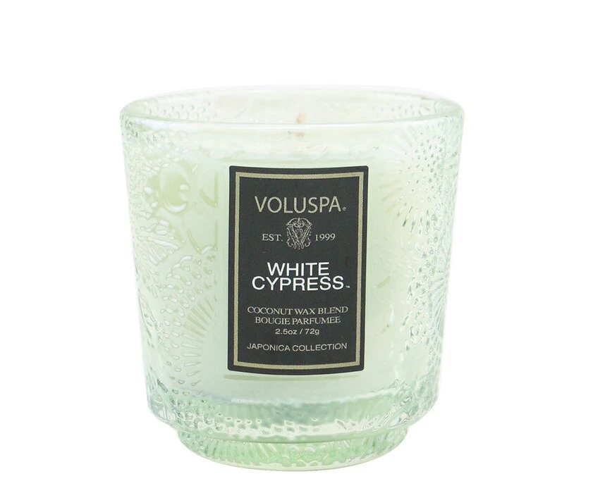 Voluspa Petite Pedestal Candle  White Cypress 72g/2.5oz