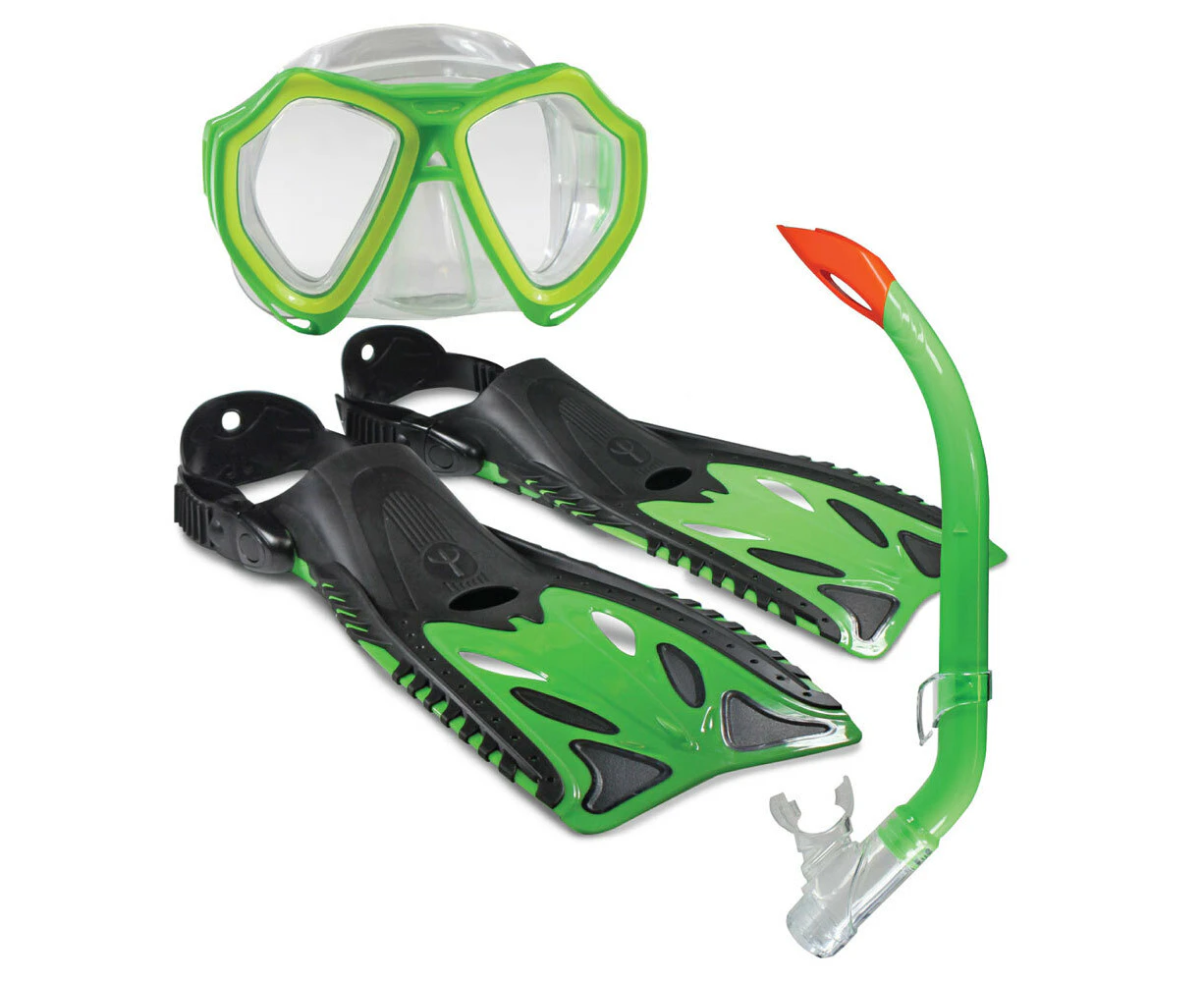 Land & Sea Sports 3-10y Nipper Sea Snorkelling Set Kids Lime Flipper/Glasses/FIn