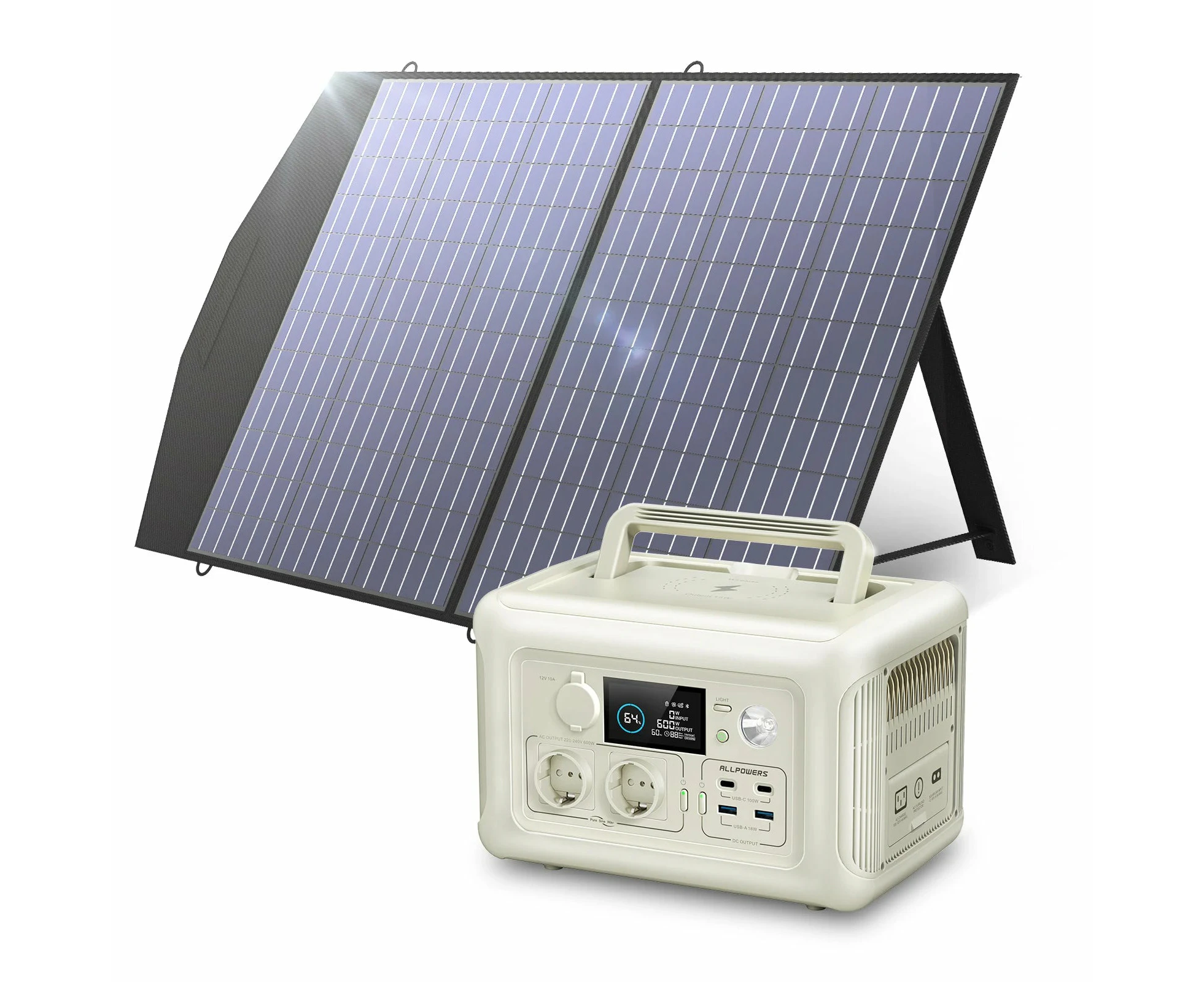 Portable Power Station Solar Panel 600W Lifepo4 Generator For Rv - White