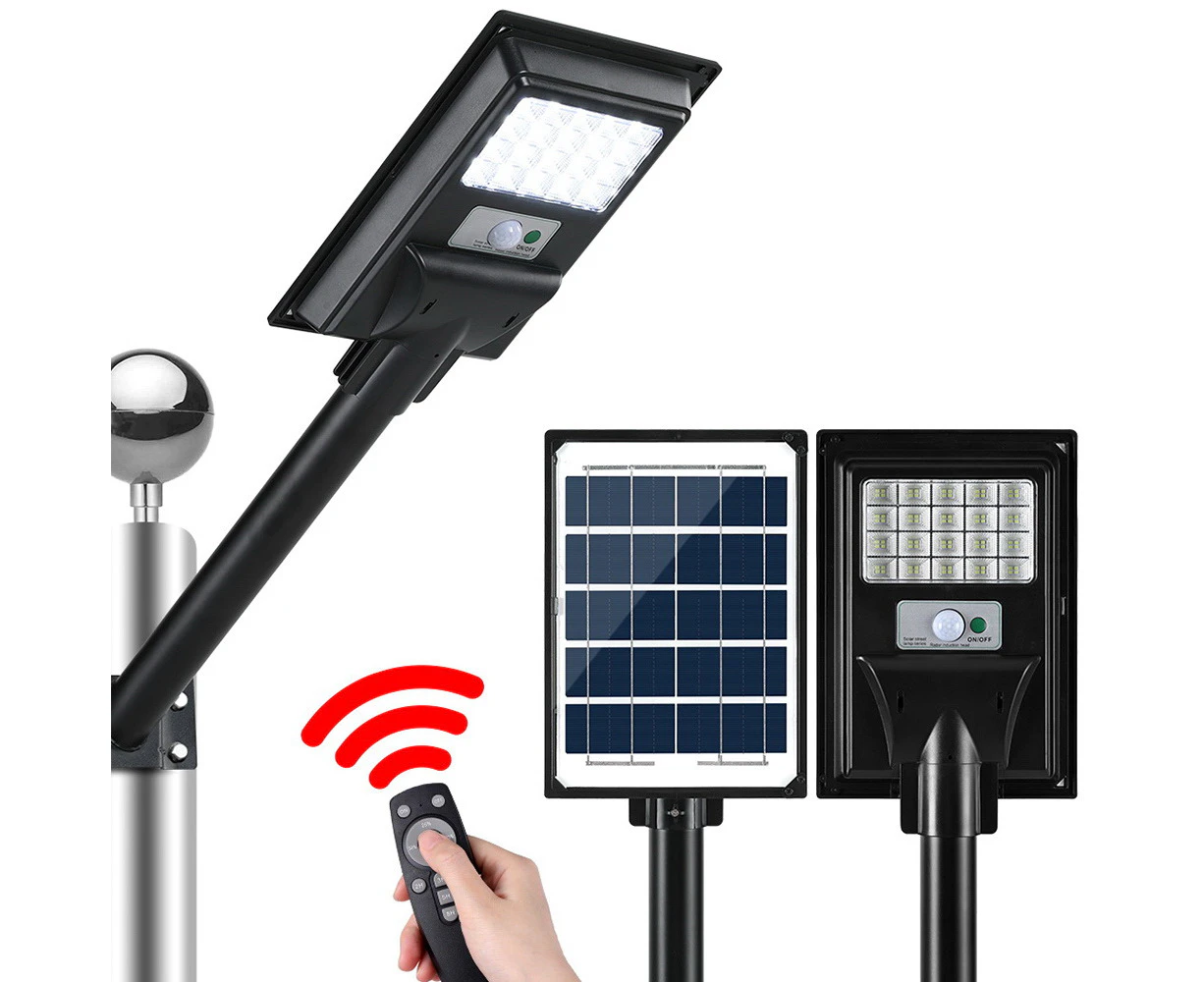 Solar Street Light 80 LED Motion Sensor Remote Control Outdoor IP67 Black White