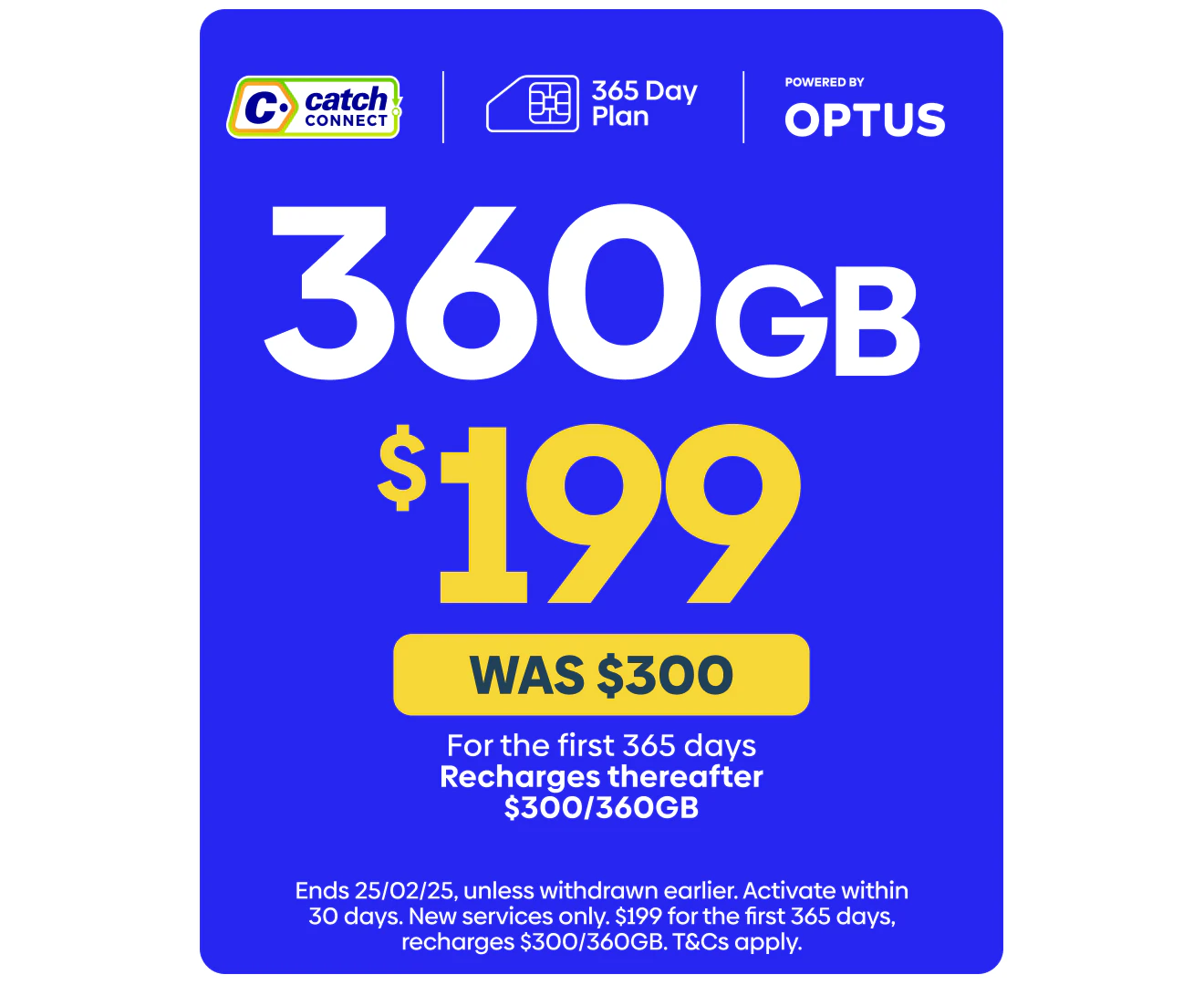 Catch Connect 365 Day Mobile Plan - 360GB