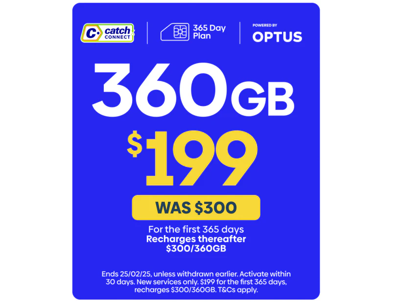 Catch Connect 365 Day Mobile Plan - 360GB