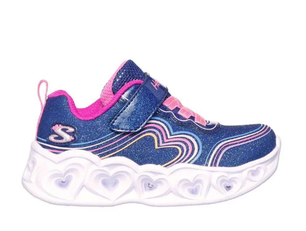 Skechers Girls' Toddler Heart Lights: Retro Hearts Light-Up Sneakers - Navy/Multi