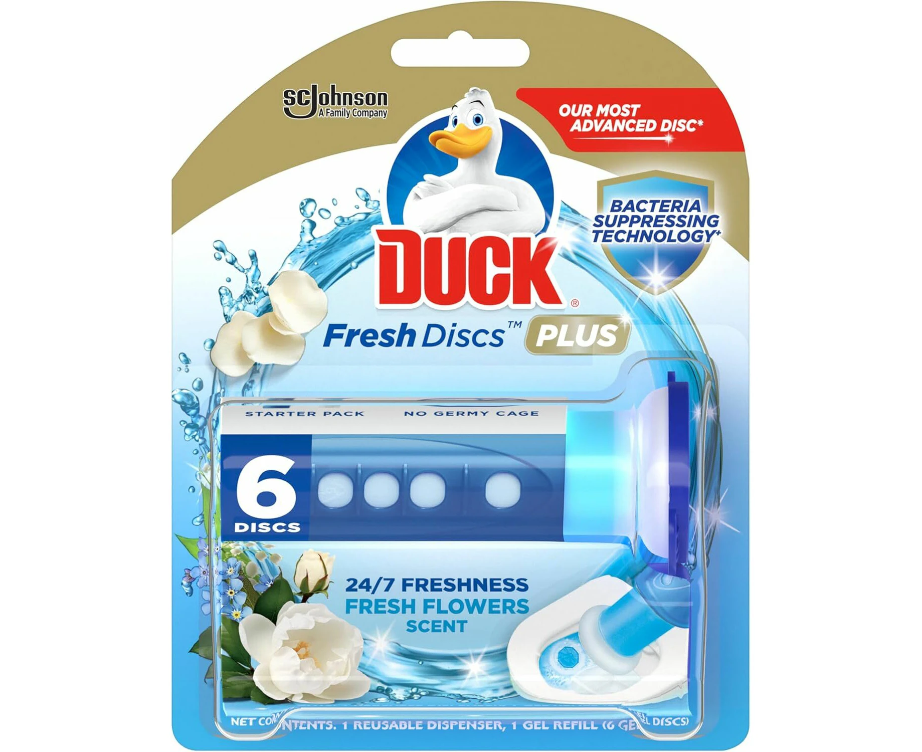 Duck Fresh Discs Plus Toilet Cleaner Fresh Flowers Scent 36mL