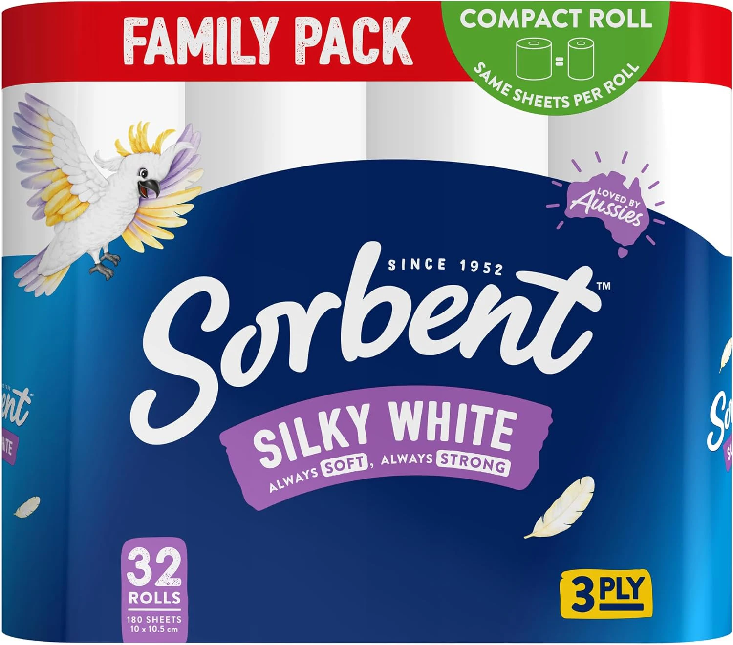 Sorbent 3PLY Silky White Toilet Tissue - 32 Pack