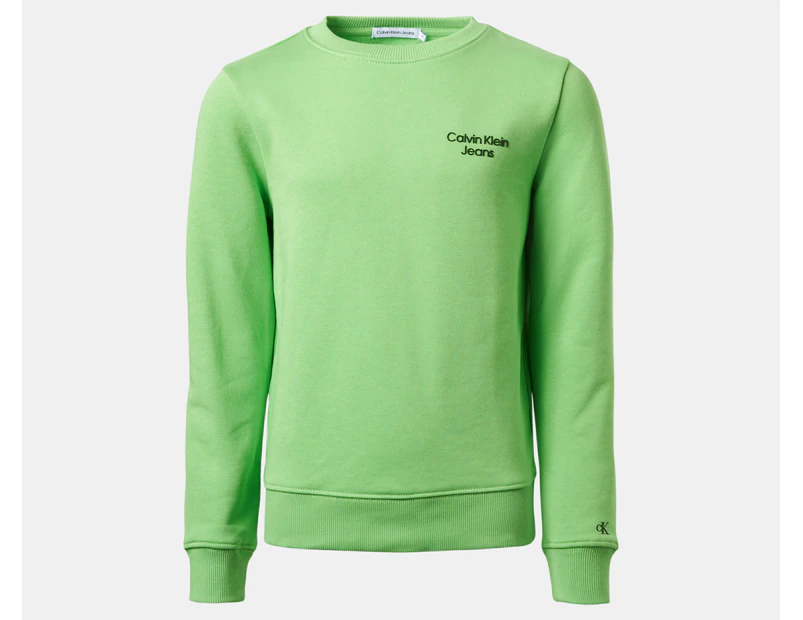 Calvin Klein Jeans Youth Boys' Stack Logo Sweater - Green Freeze