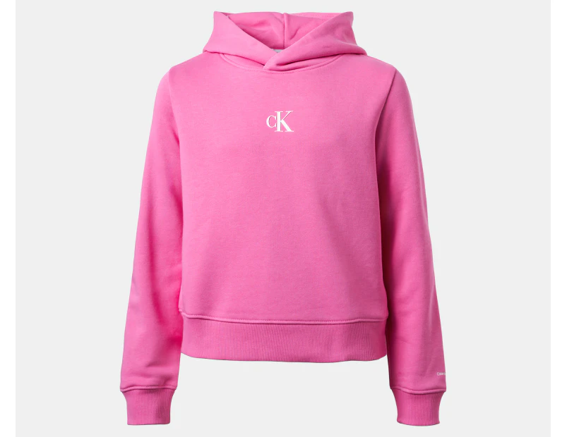 Calvin Klein Jeans Youth Girls' Logo Boxy Hoodie - Pink Armour