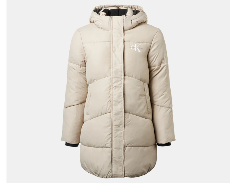 Calvin Klein Jeans Youth Girls' Long Puffer Coat - Plaza Taupe