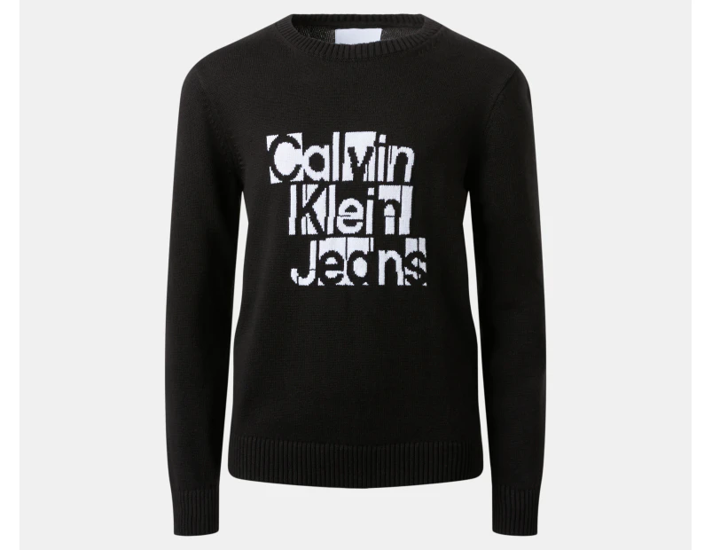 Calvin Klein Jeans Youth Boys' Grid Graphic Sweater - Black