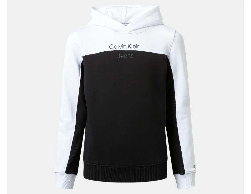 Calvin Klein Jeans Youth Boys' Terry Colourblock Hoodie - Black/White