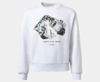 Calvin Klein Jeans Youth Girls' Crystal Graphic Crewneck Sweatshirt - Bright White