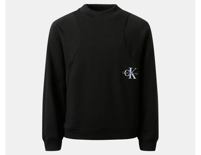 Calvin Klein Jeans Youth Girls' Monogram Off Placed Sweatshirt - Black