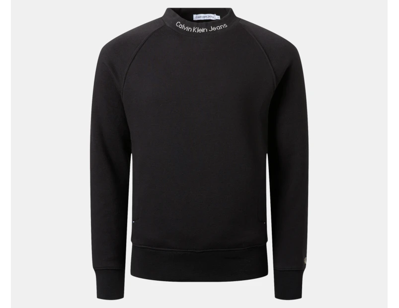 Calvin Klein Jeans Youth Boys' Intarsia Fleece Crewneck - Black