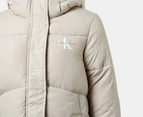 Calvin Klein Jeans Youth Girls' Long Puffer Coat - Plaza Taupe