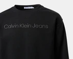 Calvin Klein Jeans Youth Boys' Raised Logo Fleece Crewneck - Black