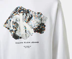 Calvin Klein Jeans Youth Girls' Crystal Graphic Crewneck Sweatshirt - Bright White