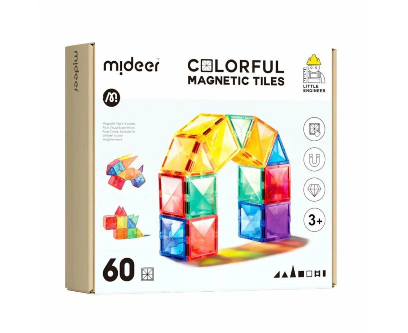 Mideer Colorful Magnetic Tiles 60P