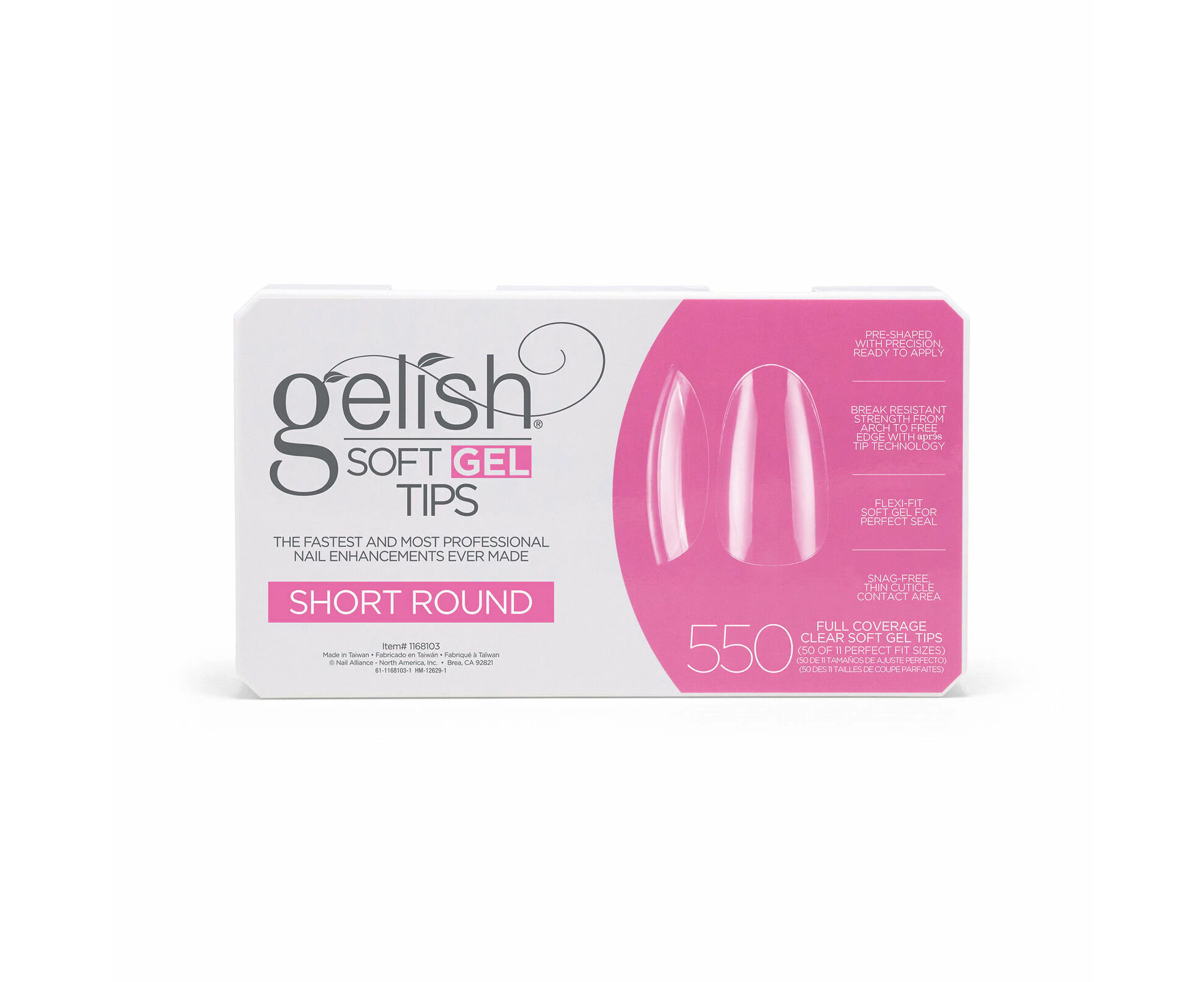 Gelish Soft Gel Tips Box Nail False Fake Short Round - 550pcs