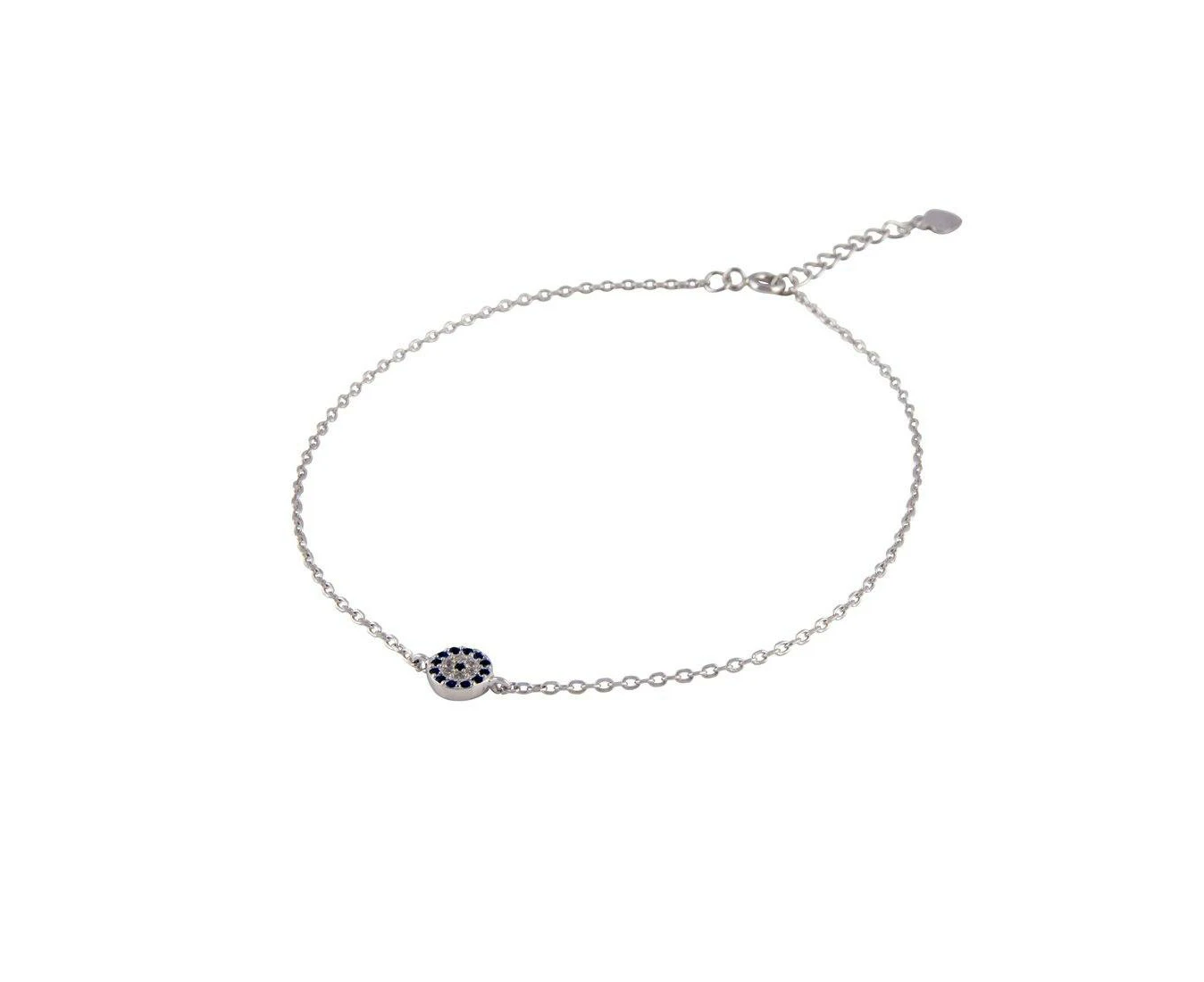 Bevilles Belcher Bracelet Sterling Silver Blue Cubic Zirconia 19cm