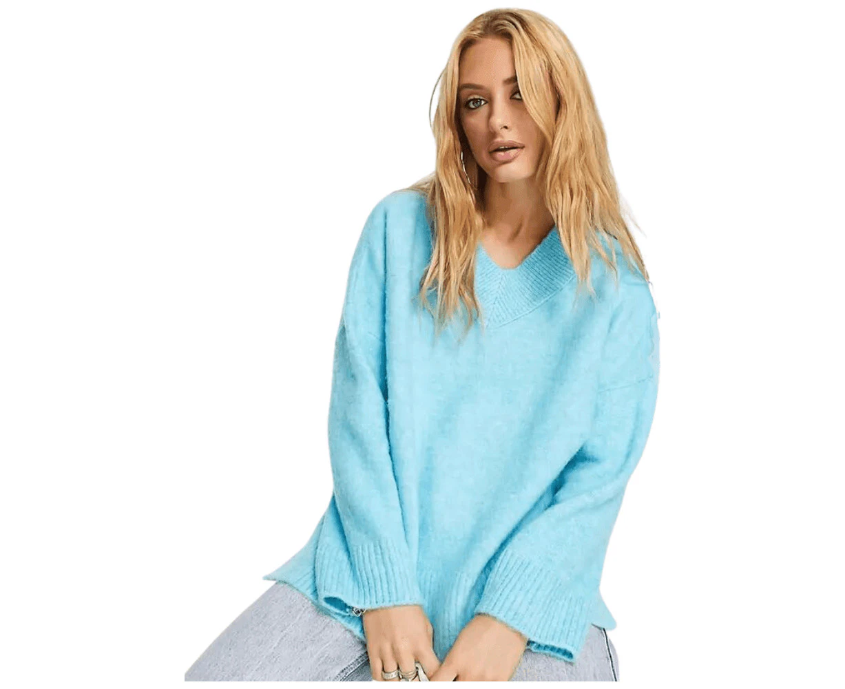 Topshop Women's Brushed Jumper - Blue