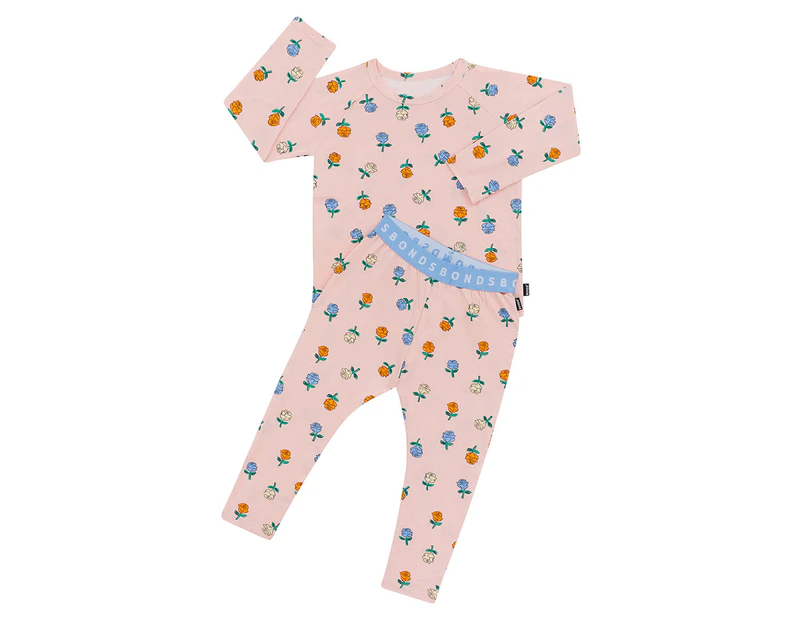 Bonds Toddler/Kids' Long Sleeve Tee & Leggings Pyjama Sleep Set - Pink Rose Garden