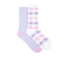 Underworks Women's Heat Bods Cosy Crew Bed Socks 2-Pack - Pink