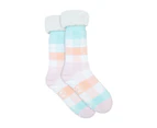 Underworks Women's Heat Bods Sherpa Thermal Insulated Crew Socks - Mint Check