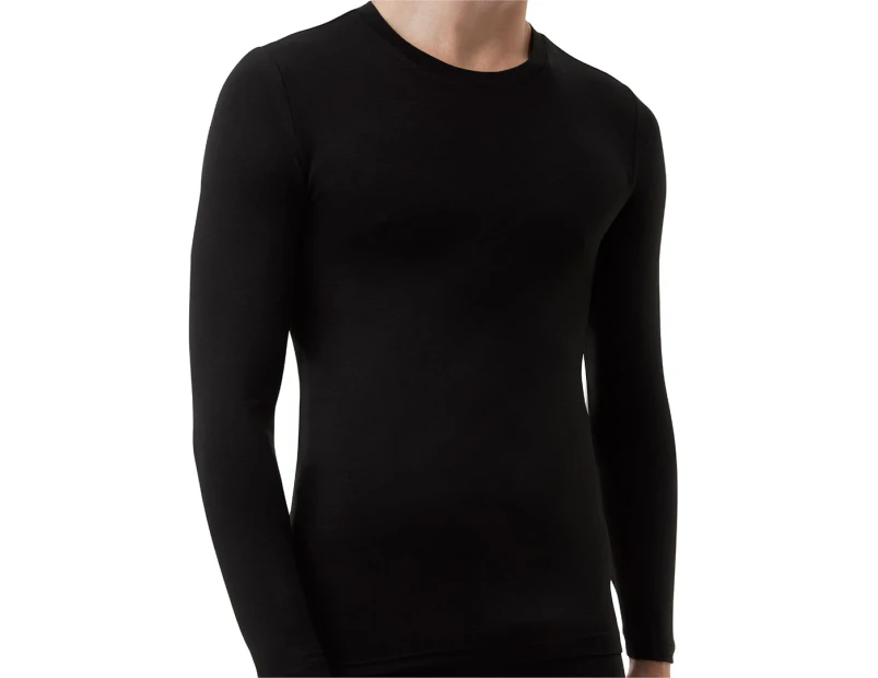 Underworks Men's Heat Bods Heat Retention Long Sleeve Thermal Baselayer - Black