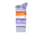 Underworks Women's Heat Bods Brushed Thermal Insulated Crew Socks - Purple Multi